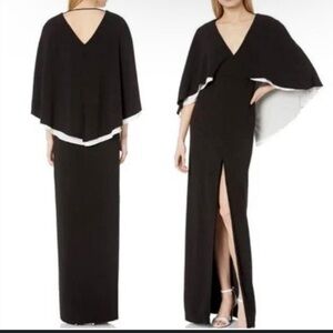 HALSTON COLORBLOCKED FLOWY CREPE GOWN NWT SIZE 2